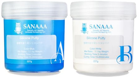 SANAAA Goma de Silicona, kit para hacer moldes de silicona 40A, fácil proporción de mezcla 1:1 para moldes de silicona reutilizables, moldes de resina, jabón (227 + 227 g)
