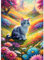QINRUBB Kätzchen Diamond Painting Erwachsene, 5D Blumenmeer Diamant Painting Bilder Anfänger, DIY Fantasie Runder Vollbohrer Diamanten Malerei Stickerei Kreuzstich Geschenke Home Wand Dekor 30x40cm