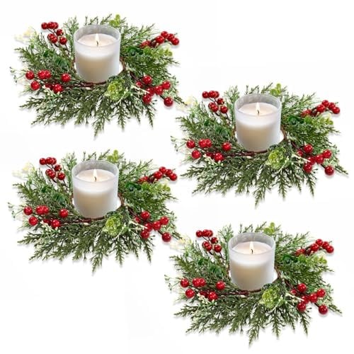 SOMYTING 4 Stück Weihnachten Kerzen Ringe,27cm Weihnachtskranz Kerzenring