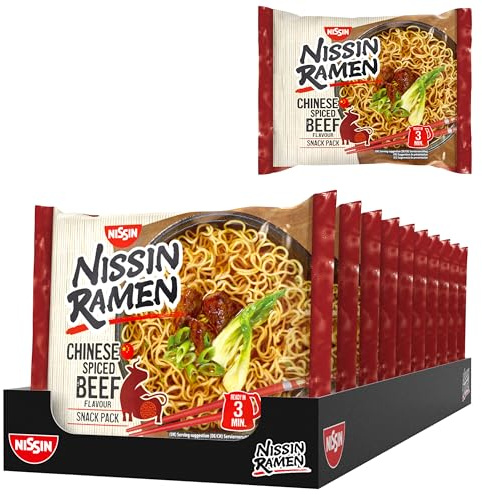 Nissin Ramen - Chinese Spiced Beef, 10er Pack, Instant-Nudeln asiatischer Art, nach chinesischen Rezeptur, schnell & einfach zubereitet, asiatisches Essen (10 x 66,8 g)