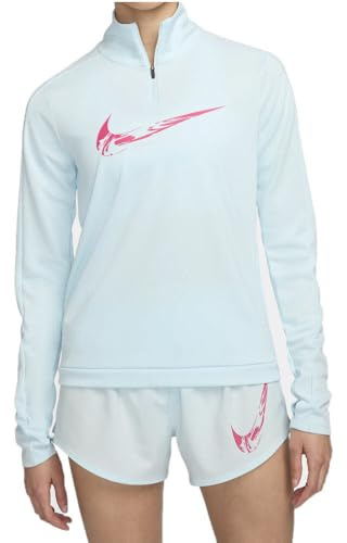Nike Damen Swoosh Dri-Fit 1/4-Zip Lauf Mid Layer Langarmshirt, Glacier Blue/Aster Pink, XS