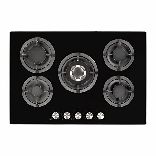 electriQ 75cm Gas on Glass Hob in Black