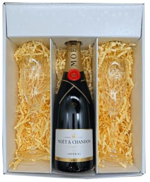 Coffret Blanc : Moët & Chandon – Champagne – Impérial Brut et 2 Flûtes Moët&Chandon – (1x75cl)