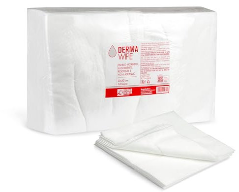 Derma Health - Weiches Mehrzweck-Einwegtuch aus Viskose und Polyester - Mehrzweck-Tücher für die sanfte Hygiene empfindlicher und geröteter Haut von älteren Menschen, Kindern - 30 x 40 cm (100 Stück)