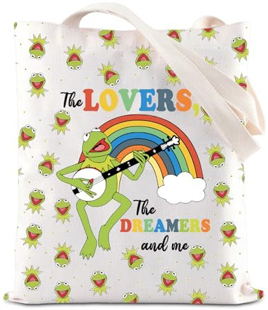 FOTAP Kermit Rainbow Frog Gift The Lovers The Dreamers and Me Tote Bag Singing Frog Lover Gift Kermit The Frog Merchandise, Dreamers and Me UK 2, 14.56INCHES