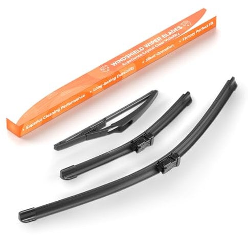 GEARCELL Front + Rear Wiper Blade Set Compatible for Fiat 500 2007-onwards for Ford Ka MK2 2010-onwards, Automotive Replacement windscreen Wiper Blades OEM Quality Easy Install 24+14“+11“ (Set of 3)