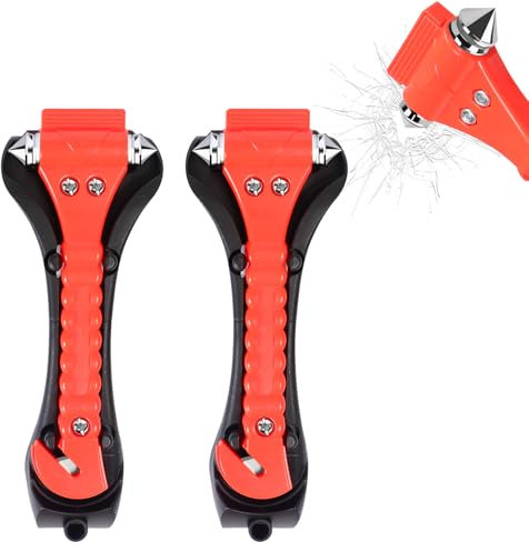 Zanfqvo Brise Vitre Coupe Ceinture Set de 2 - Coupe Ceinture Brise Vitre 2 en 1 - Marteau Brise Vitre Voiture pour Bus, Voiture de Tourisme, Camion