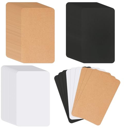 GTNCE 300 Stück Kraftpapier Karten, Karten um Selbstgestalten, Karteikarten Blanko, Kleine Karten zum Beschriften, Postkarten Blanko für DIY, Lernen, Grußkarten, Einladungen(Braun/Weiß/S chwarz)