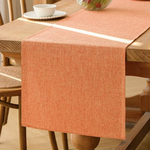 Kiatuniya Tischläufer Modern Table Runner Orange Tisch Läufer 40x180 cm Frühling Abwaschbar Tischdekoration Boho Landhausstil Tischband Dekostoff für Geburtstag Hochzeitsdeko Kommode Party Dekor