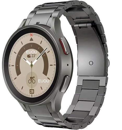 synsing 26mm Titan Metallarmband für Galaxy Watch 6 Classic Band 47mm 43mm/5 Pro 45mm/4 Classic, 20mm No Gap Titan Armbänder Kompatibel mit Samsung Galaxy Watch 7/6/5/4/FE 44mm 40mm