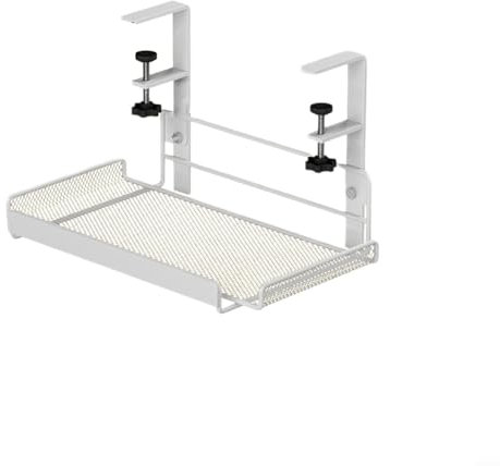 ZYNCUE Cable Management Tray Computer Storage Rack Wire Organizer Hole-Free Hanging Cabinet for Office Home Workspace Easy Installation(White-L)