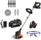 Cordless Grass Trimmer, Electric Garden Strimmer with 2 * Batteries & 3 Blades Types, Lightweight Lawn Edger for Clearing Weed and Tree Cutting