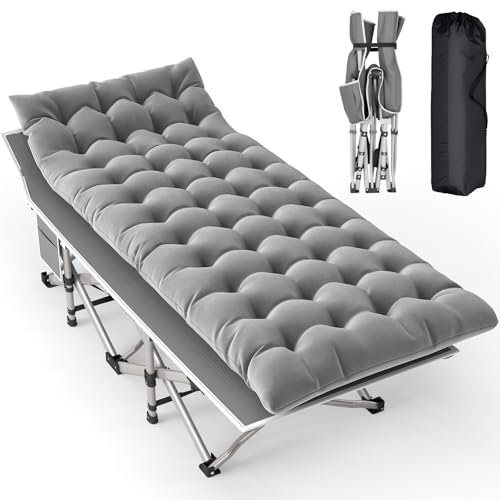 BULAGE Feldbett Klappbar mit Matratze, Klappbett Leicht bis 208kg, Campingbett Klappbar Gästebett mit Tragetasche Outdoor Bett für Garten Strand Reisen Camping Bett Campingliege Erwachsene