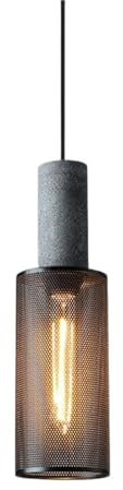 Lámpara colgante de cemento, lámpara colgante de isla de cocina, pantalla de lámpara colgante de metal de malla negra, luces de techo colgantes de hormigón, lámparas de suspensión E27(Light color)