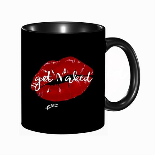 HRRASFAZF Tasse Kaffeetassen,Große 330ml Mit Henkel 100% Handbemalt kaffeebecher porzellan,Lippen, Frauen, Kussmund.Logo zum Valentinstag. Mund, Liebe, sexy Intimität, Kus,Frauen,Jahrestag,Muttertag