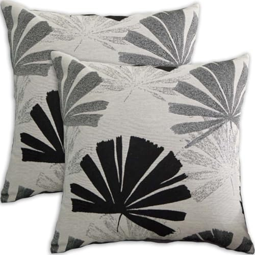 FSZhenZuan Pack of 2 Cushion Covers 45x45cm Soft Throw Pillow Covers Decorative Palm Leaves Square Cushion Pillow Covers for Home Couch Bed Sofa Decor