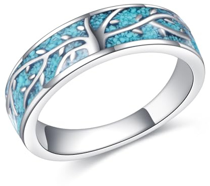 YAFEINI Bague libellule pour femme en argent sterling 925 avec turquoise - Bague arbre de vie - Bijoux turquoise - Bijoux libellules - Cadeau d'anniversaire pour homme et femme
