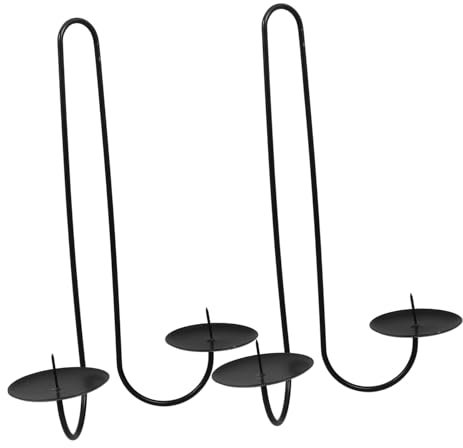 EXAOMBLE 2piezas Soporte De Velas De Hierro Aplique Decorativo De Pared De Candelabro Doble para Decoración De Salón Chimenea y Bodas Estilo Moderno