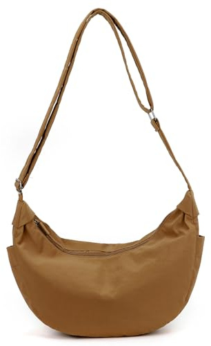 Kommodum Borsa Mezzaluna Tracolla Donna Grande, Borsetta a spalla Stile casual con Tracolla regolabile, Messenger Crossbody Moon Bag km31 (CARAMELLO)
