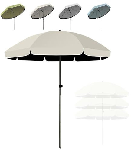 Verstellbarer Sonnenschirm für den Außenbereich, 3 m, neig- und höhenverstellbar, Gartenschirm, strapazierfähiges Oxford-Polyester, perfekt für Pool, Markt und Terrasse (Beige)