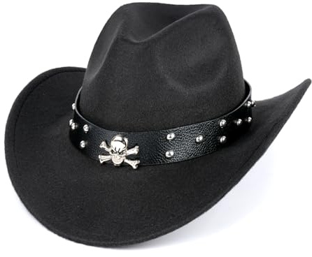 Ausune Herren und Frauen Cowboy Hut Classic Felt Wide Edge Western Cowboy Hut,