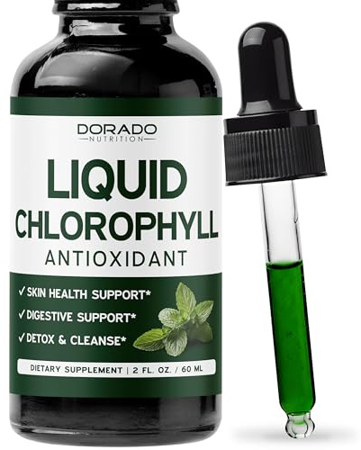 Chlorophyll Liquid Drops (60 ml) Premium Liquid Chlorophyll Drops for Skin Health and Digestive Support - Chlorophyllin Supplement for Women and Men Body Detox - Third Party Tested - Made in USA