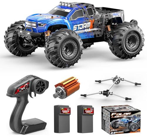 Macchina telecomandata professionale 1:14 Off-Road Monster Truck, 4x4 40 km/h, Veicolo Fuoristrada con 2 Batterie 1300mAh, Ammortizzatori in Metallo, 6 Luci LED, RTR Auto Radiocomandata 4WD