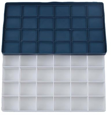ALCXAZS Reise Farbpalettenkoffer mit stabilem Gummideckel zum sicheren Verschließen der Palette und zum Vermischen von Farben. Tragbare, faltbare Mischschale mit 24 Vertiefungen.