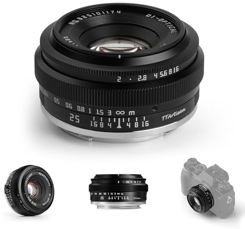TTArtisan MF 25mm F2 Lens for Fuji 27mm F/2.8 X-Mount Wide-Angle APS-C Auto Focus Lens for Fujifilm XF