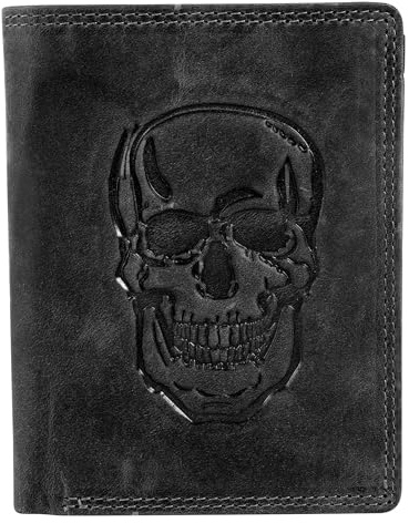 Akzent Geldbörse für Herren aus Leder in Schwarz, Geldbeutel mit Druckknopf in 9 x 12 x 2 cm
