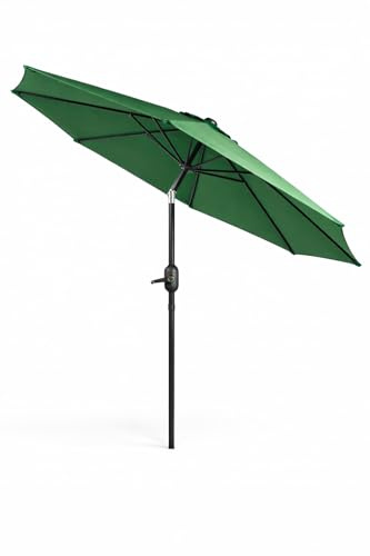 KEPLIN 2.3m Tilting Parasol – Crank & Tilt Outdoor Umbrella with Protective Cover, 180gsm UPF 50+ Polyester Canopy, Steel Frame for Patio, Garden & Balcony