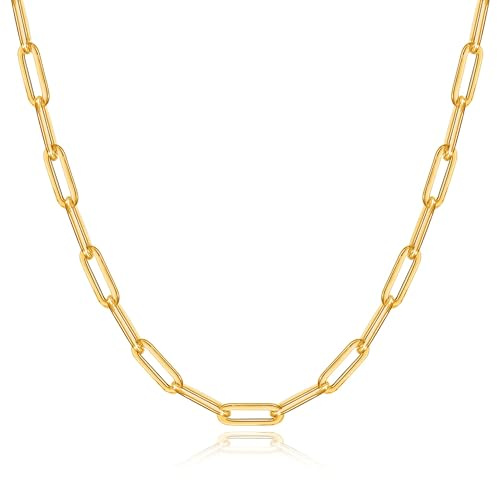 14K Gold über 925 Sterling Silber Verschluss 5mm Büroklammer Kette Halskette für Damen Herren 16 18 20 22 24 26 30 Zoll