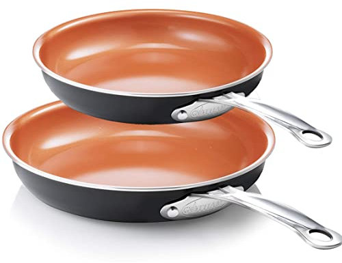 Gotham Steel Paquete de 2 sartenes de 9.5 pulgadas y 8.5 pulgadas, 1, cobre