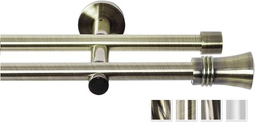 Rollmayer Gardinenstange Ø 16mm Largo Gold 400cm 2-läufig | Glänzend metall, Für Ösenvorhang, Ohne Ringe, Modern