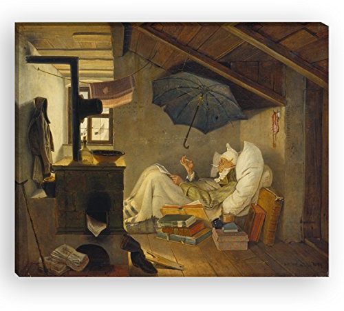 Wandkings Leinwandbilder von Carl Spitzweg - Wähle ein Motiv & Größe: Der arme Poet - 40 x 30 cm