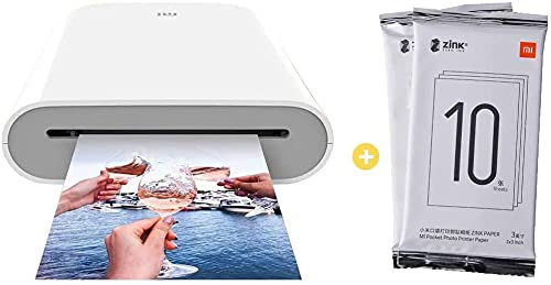 per Xiaomi Stampante Bluetooth a Sublimazione per Stampa Foto Istantanee AR con Tecnologia Zero Ink Printing Photo Printer 300DPI tascabile con cartuccia 20 fogli carta ZINK Print Paper