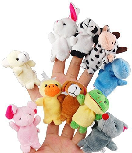 Xrten 10 Mehrfarbige Tier Fingerpuppen,Weiche pädagogische Handpuppe Spielzeug Set