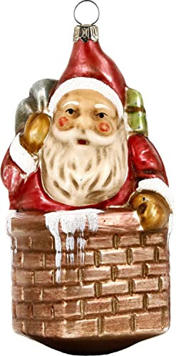 Marolin Glasornament Nikolaus mit Sack im Schornstein, patiniert
