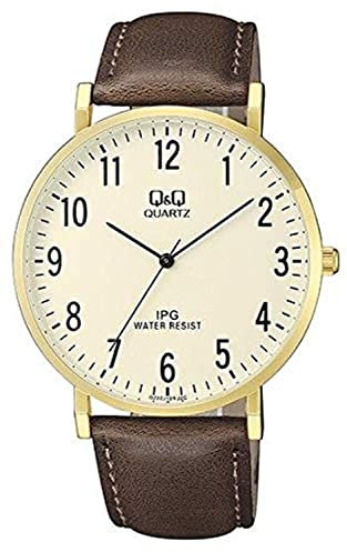 Q&Q Herren-Uhr Kunstleder Dornschließe rund Analog Quarz QZ02J103Y