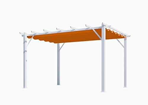 Habrita Foresta Pergola 100% Aluminium Couleur Rouille 12 m2 - Structure Blanch Perle