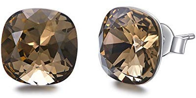 THTHT Kristalle Ohrringe Schmuck 925 Sterling Silber Feine Ohrstecker Für Frauen Geschenk Tiny Einfache Ohrschmuck, Rauchquarz