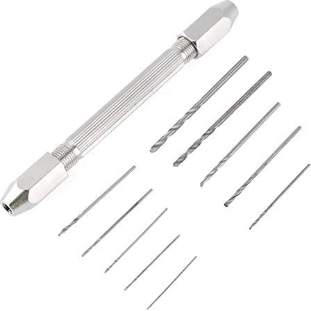 Precisione da 0,5 mm - 3,2 mm Doppio Attacco con pin Mise Modello con Trapano a Mano con 2PCS Doppio Mandrino con Estremità e 10 Punte Micro Twist Drill Bits con Utensili Rotanti per PCB Produzione Ar