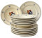 Colì Majolica and Earthenware from 1650 Gallo Series Set of Hand Painted Terracotta Table Plates, Table Service for 6 People, 12 Pieces Includes 6 soup plates 23 cm and 6 flat plates 24 cm.