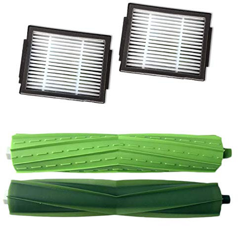 Balayage Robot Filtre Brosses à Rouleaux pour iRobot Roomba I Series iRobot i7 E5 E6, 2 x Filters + 2 x Roller Brushes