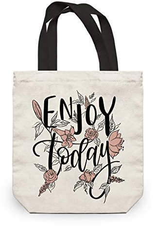NymphFable Bolsa Lona Mujer Flores Letras Reutilizables Ecológicas Bolsas para Comestibles Plegables Grande