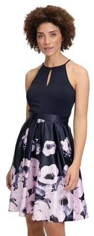 Vera Mont Damen Cocktailkleid mit Blumenprint Dark Blue/Rosé,42