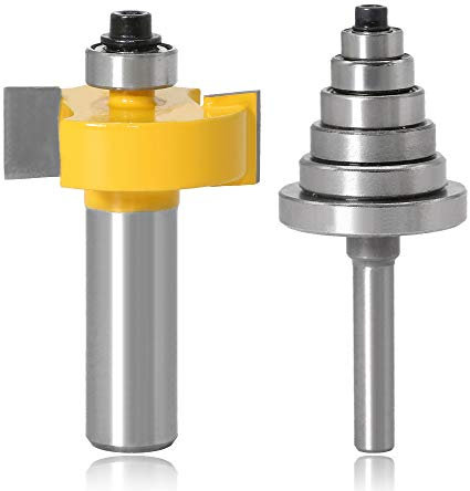 Mesee Rabbet Router Bit with 6 Bearings Set, 1/2 Inch Shank Woodworking Milling Slotting Cutter for Multiple Depths 1/8, 1/4, 5/16, 3/8, 7/16, 1/2
