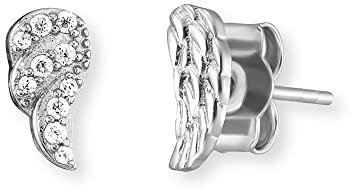 Engelsrufer Damen Ohrstecker Flügel aus Sterling Silber - besetzt mit 10 Zirkonia Steinen - Steckverschluss - nickelfrei - 4,7mm