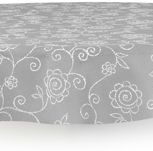 Miami Gartentischdecke Tischdecke Meterware Outdoortischdecke Campingtischdecke Mediterran Grau Rund 80 cm Outdoor Camping