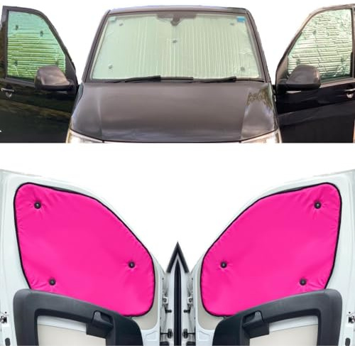 Parasole Parabrezza Auto Parasole Interno Compatibile con Citroen Relay (2006- Date)(Set Anteriore) Dorso Rosa,Reversibile e Termico